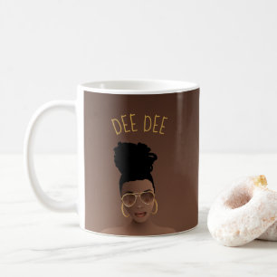 Mug Femme noire, Nuances d'or et High Bun, Brown
