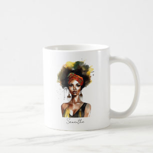 Mug Femme noire portant un foulard ethnique