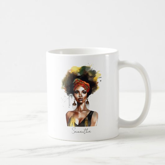 Mug Femme noire portant un foulard ethnique (Droite)