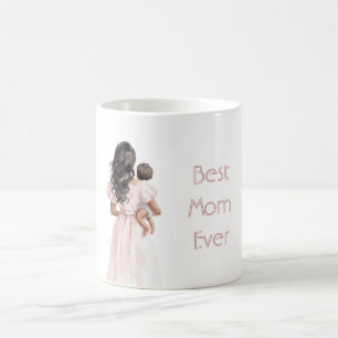 Mug Femme noire robe rose Meilleure maman que jamais B