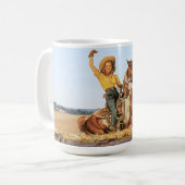 Mug Femme Occidentale vintage À Cheval Agitant (Devant gauche)