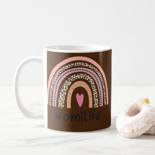 Mug Femme Omi Vie Avec RainBow Leopard Cadeaux Pour (Avec donut)