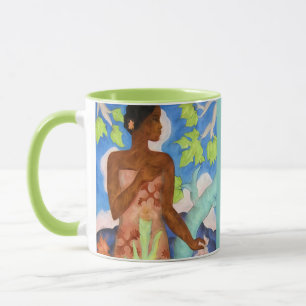 Mug Femme polynésienne hawaïenne Art Monogramme Vintag