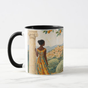 Mug Femme près d'une colonne avec illustration d'un ar