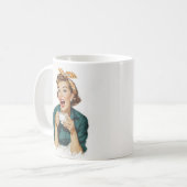 Mug Femme Rétro Joyeuse Buvant du Café (Devant gauche)