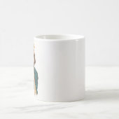 Mug Femme Rétro Joyeuse Buvant du Café (Centre)