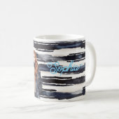 Mug Femme rousse rayures bleues  (Devant droit)