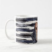 Mug Femme rousse rayures bleues  (Gauche)