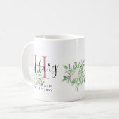 Mug Femme(s) d'accueil personnalisée rose Nom initial  (Devant gauche)