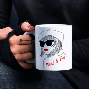 Mug Femme Silhouette Rouge & Noir Citation Féministe L
