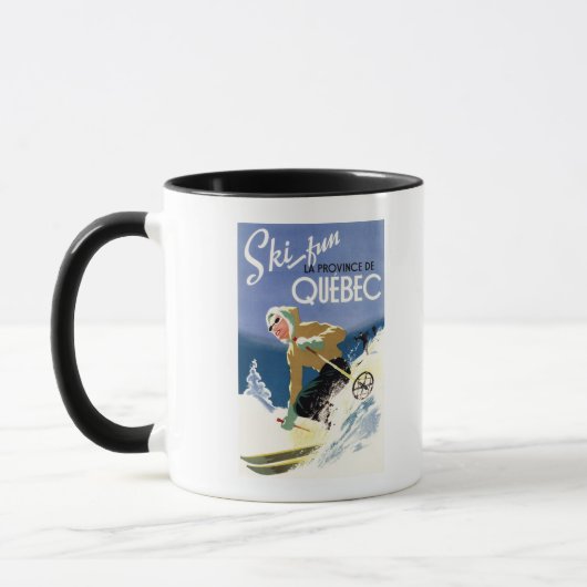 Mug Femme Skiing - Poster anglais et français (Gauche)