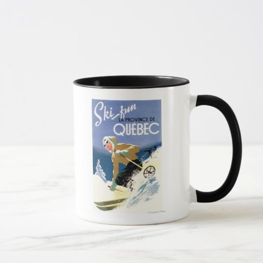 Mug Femme Skiing - Poster anglais et français (Droite)