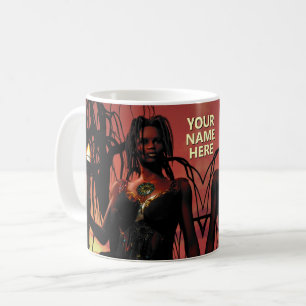 Mug Femme tenant flambant torche. Personnalisé