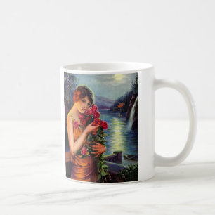 Mug Femme Vintage avec des roses rouges au clair de lu