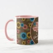 Mug Femmes Autonomisation écriture rétro hippie floral (Gauche)