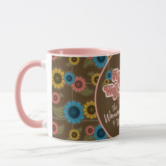 Mug Femmes Autonomisation écriture rétro hippie floral (Gauche)