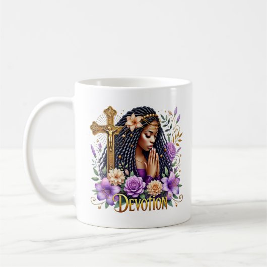 Mug Femmes de prières spirituelles florales afro-améri (Gauche)