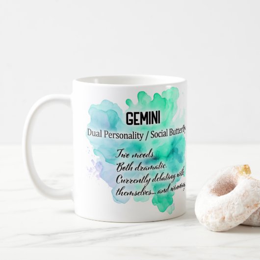 Mug Femmes du zodiaque, Gémeaux (Avec donut)