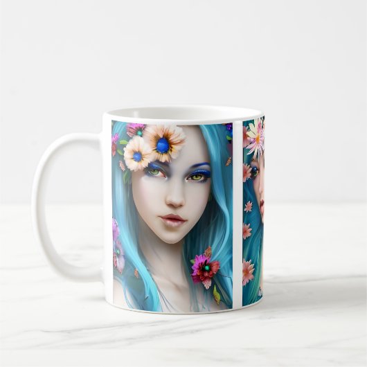 Mug Femmes éthérées avec des fleurs dans leurs cheveux (Gauche)