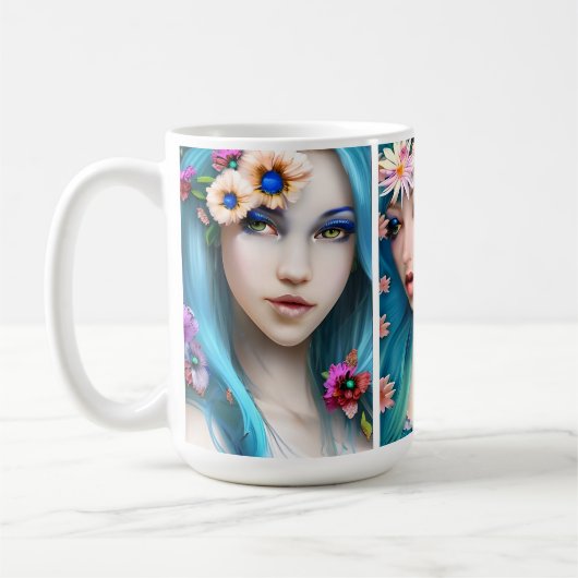 Mug Femmes éthérées avec des fleurs dans leurs cheveux (Gauche)