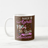 Mug Femmes Joyeux 58ème Anniversaire Fabriqué En Avril (Gauche)