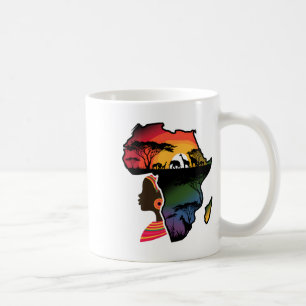 Mug Femmes Noires Afro Carte Safari Animaux Africains