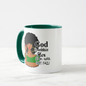 Mug Femmes noires, Reine noire, Afro, Dieu est à l'int (Devant gauche)