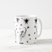 Mug Femmes sorcière arrière - plan avec étoiles, sorci (Devant droit)