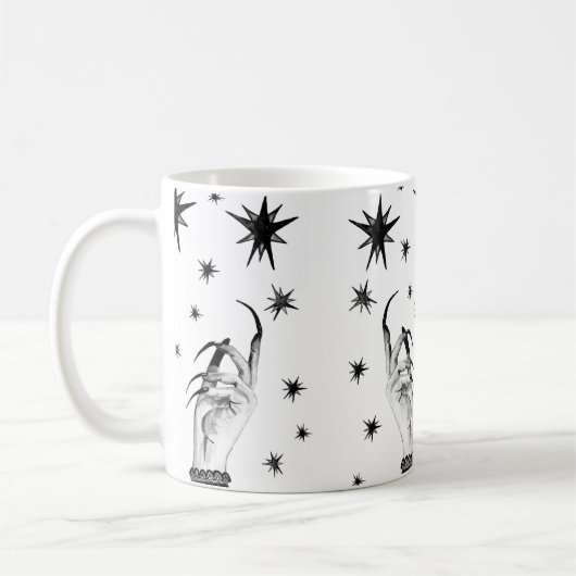 Mug Femmes sorcière arrière - plan avec étoiles, sorci (Gauche)