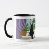 Mug Fenêtre Chat noir regardant dehors (Gauche)