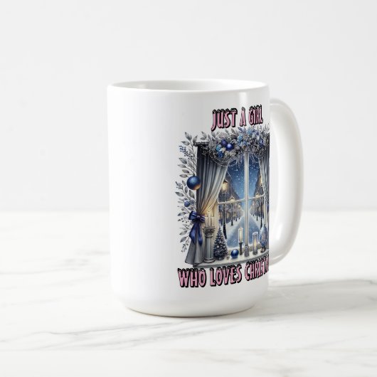 Mug Fenêtre de Noël Charmant Avec Vue Sur Neige (Devant droit)