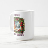 Mug Fenêtre de Noël cosy avec neige et décorations (Devant gauche)