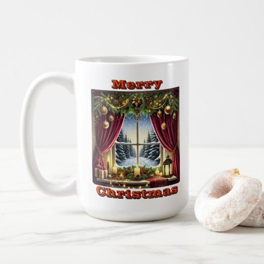 Mug Fenêtre de Noël sereine (Avec donut)
