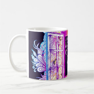 Mug Fenêtre vintage, ornement fleuri : coloré.