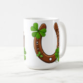 Mug Fer à Cheval Chanceux Avec Trèfles Verts (Devant droit)