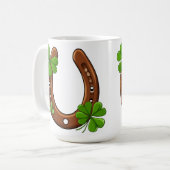 Mug Fer à Cheval Chanceux Avec Trèfles Verts (Devant gauche)