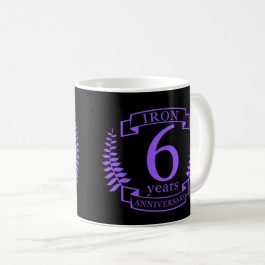 Mug Fer mariage anniversaire 6 ans (Devant droit)