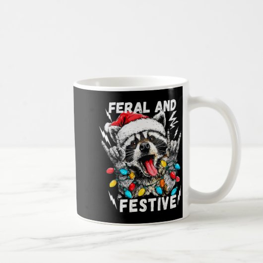 Mug Feral And Festive Funny Christmas Rocker Raccoon S (Droite)
