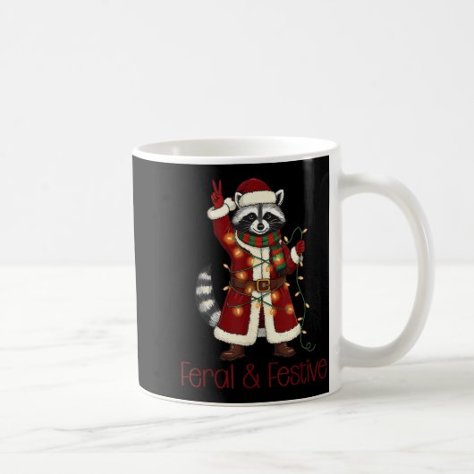 Mug Feral And Festive Raccoon Funny Christmas (Droite)