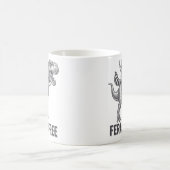 Mug Feral and Free Raccoon Riding a T-Rex Funny Retro (Centre)