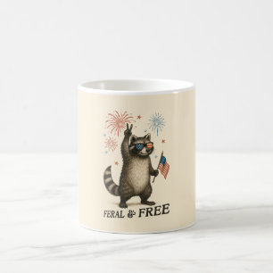 Mug Feral Mais Fireworks Gratuit Feral Raccoon 4 juill