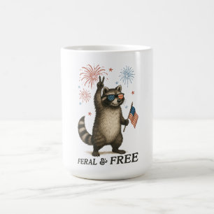 Mug Feral Mais Fireworks Gratuit Feral Raccoon 4 juill