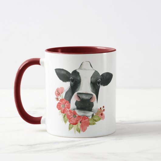 Mug Ferme à coquelicots - Vache aux fleurs (Gauche)