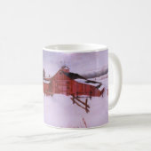 Mug Ferme couverte de neige d'hiver grande grange roug (Devant droit)