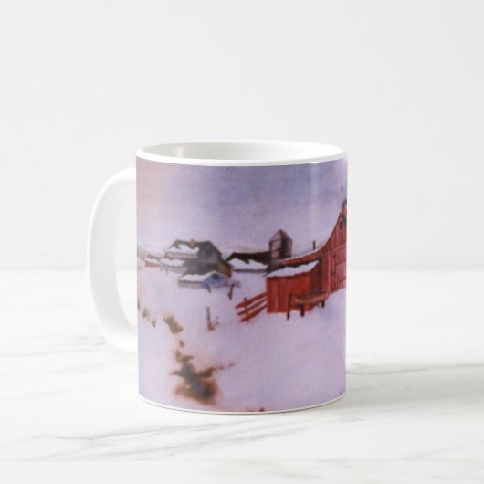 Mug Ferme couverte de neige d'hiver grande grange roug (Devant gauche)