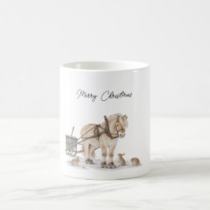 Mug Ferme de Noël Cheval Animaux Hiver