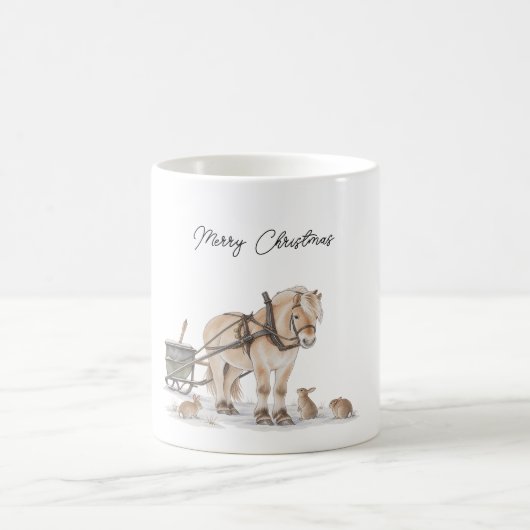Mug Ferme de Noël Cheval Animaux Hiver (Centre)