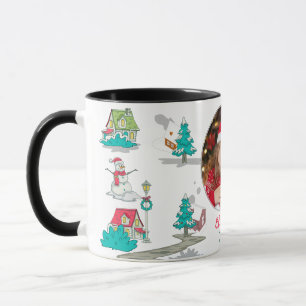 Mug Ferme de Noël Vintage arbre de Noël Vie noire
