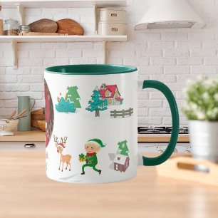Mug Ferme de Noël vintage avec sapin vert