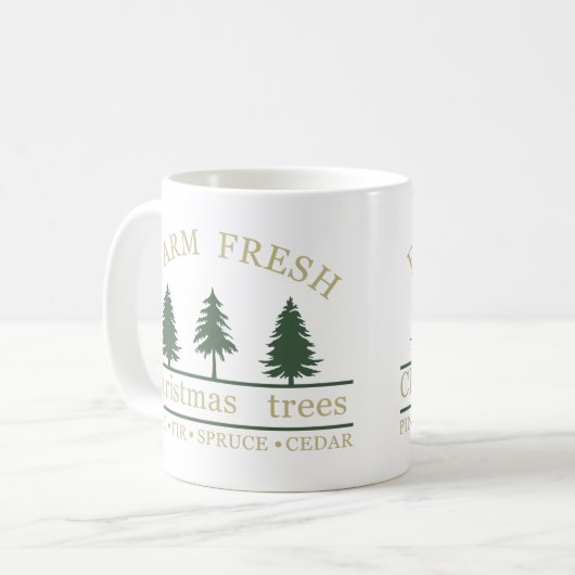 Mug Ferme de pins de Noël frais (Devant gauche)